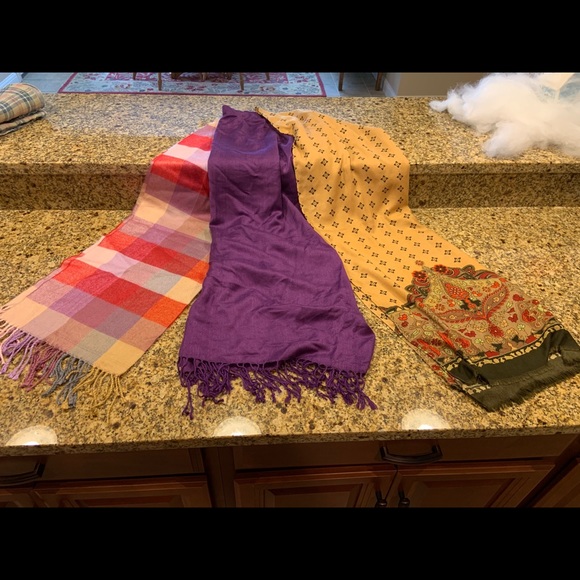 unknown Accessories - 🌞 2/$30 Lot of 3 Cashmere Pashmina Scarves Purple Pink